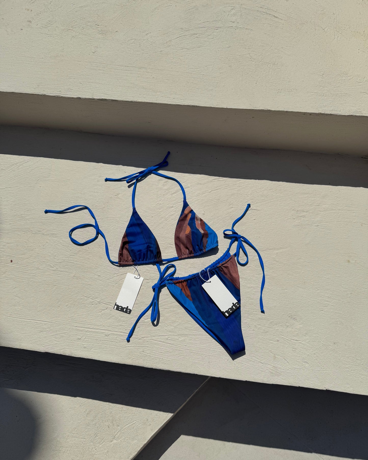 Bas de bikini bleu réversible