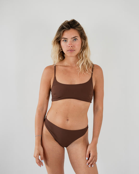 Bas de maillot taille haute chocolat
