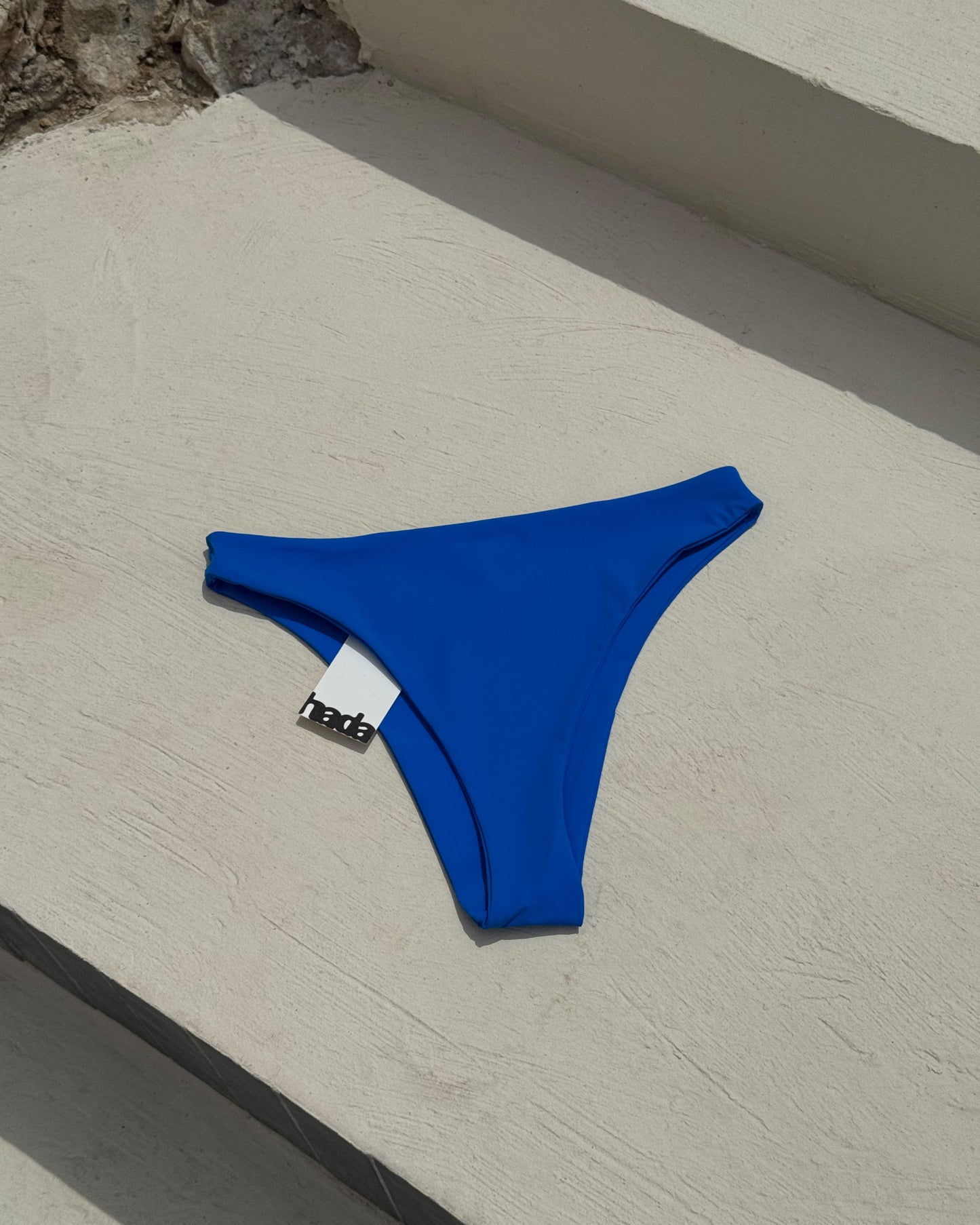 Bas de maillot taille haute bleu