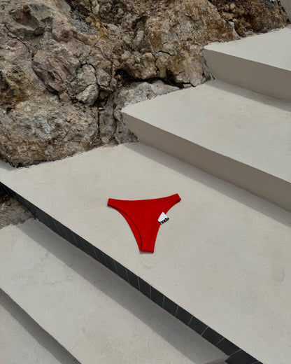 Bas de maillot taille haute corail